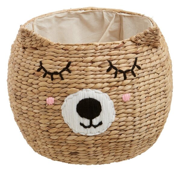 Детска кошница за играчки от воден зюмбюл в естествен цвят ø 49x40 cm Lidi Cat Face – Premier Housewares