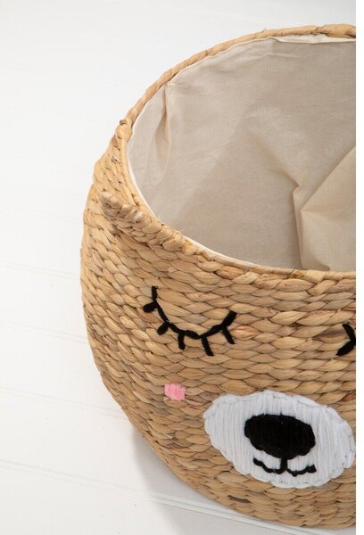 Детска кошница за играчки от воден зюмбюл в естествен цвят ø 49x40 cm Lidi Cat Face – Premier Housewares