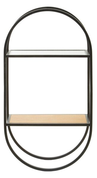 Черен/в естествен цвят на няколко нива метален стенен рафт 35 cm Mataram – Premier Housewares