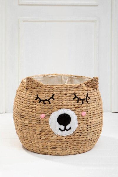 Детска кошница за играчки от воден зюмбюл в естествен цвят ø 49x40 cm Lidi Cat Face – Premier Housewares