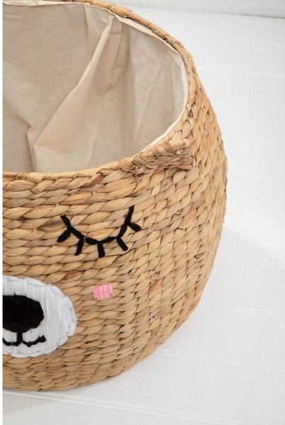 Детска кошница за играчки от воден зюмбюл в естествен цвят ø 49x40 cm Lidi Cat Face – Premier Housewares