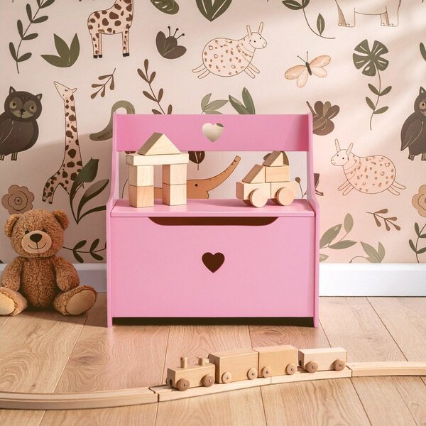 Розово детско шкафче с пейка 60x62x34 cm Pink Heart – Premier Housewares