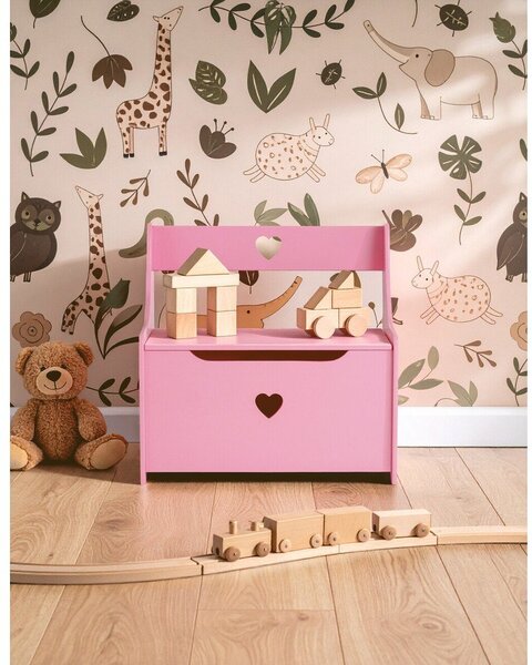 Розово детско шкафче с пейка 60x62x34 cm Pink Heart – Premier Housewares