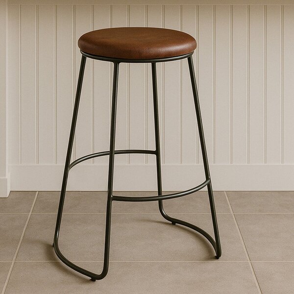 Черен/кафяв тапициран бар стол (височина на седалката 64 cm) Brixton – Premier Housewares
