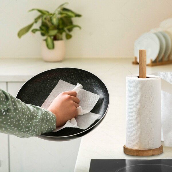 Дървена стойка за кухненска хартия в естествен цвят ø 12 cm Soka – Premier Housewares