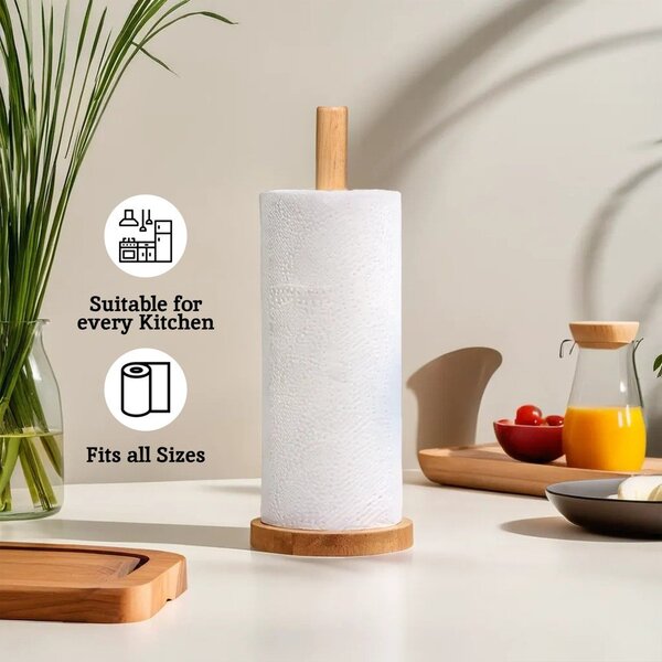 Дървена стойка за кухненска хартия в естествен цвят ø 12 cm Soka – Premier Housewares