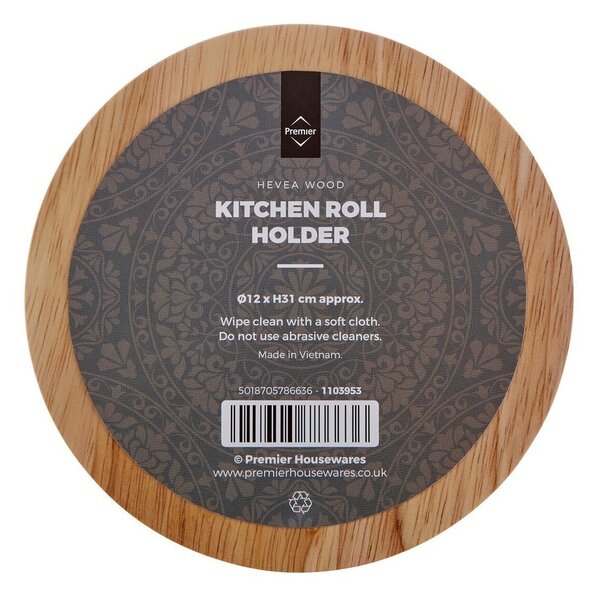 Дървена стойка за кухненска хартия в естествен цвят ø 12 cm Soka – Premier Housewares