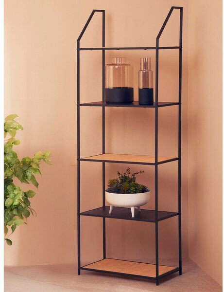 Черен/в естествен цвят метален стелаж 61x179x34 cm Depok – Premier Housewares