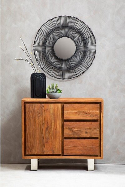 Скрин от масивна акация в тъмно естествен цвят 92x82x40 cm Simla – Premier Housewares