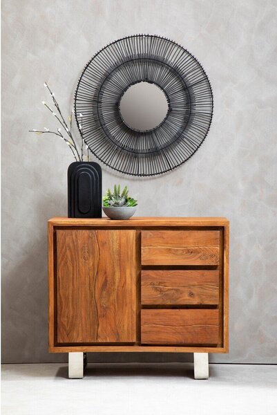 Скрин от масивна акация в тъмно естествен цвят 92x82x40 cm Simla – Premier Housewares