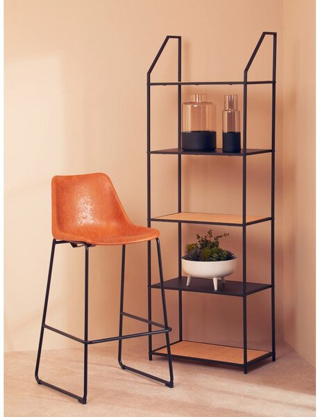 Черен/в естествен цвят метален стелаж 61x179x34 cm Depok – Premier Housewares
