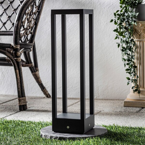 Lucande LED лампа за пиедестал Carlota, 50 cm, антрацит, алуминий, Черен, Метал, Модерен