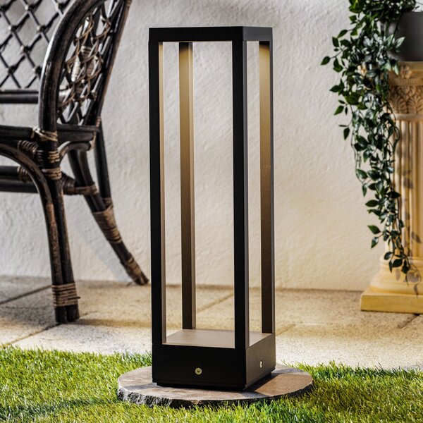 Lucande LED лампа за пиедестал Carlota, 50 cm, антрацит, алуминий, Черен, Метал, Модерен