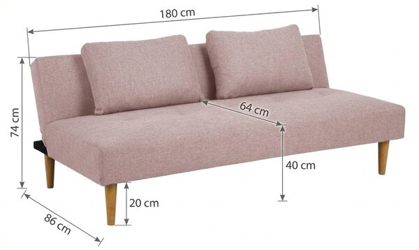 Розов разтегателен диван 180 cm Matylda - Bonami Essentials