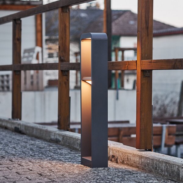Lindby LED осветление за пътеки Darko, 80 cm, сиво, метал, IP54, Сив, Алуминий, Модерен