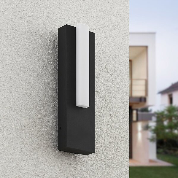 Lucande LED външно стенно осветление Virgalia, 31cm, антрацит, IP65, Черен, Алуминий, Модерен