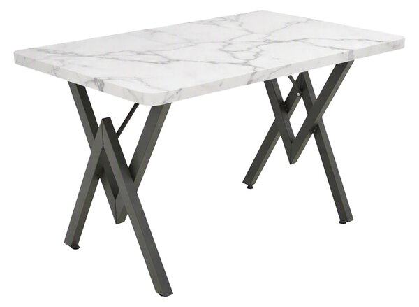 Маса VERTEX бял мрамор с черен метал 110x70x72см