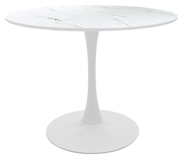 Mаса BALOU mdf в бяло с мраморна визия d80x76см