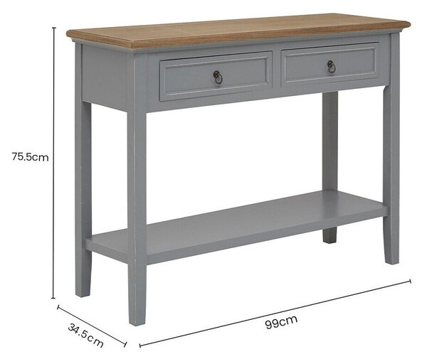 Сива конзолна маса от масивна Пауловния 34,5x99 cm Henley – Premier Housewares