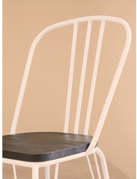 Бял/в естествен цвят трапезен стол от масивен бряст District – Premier Housewares