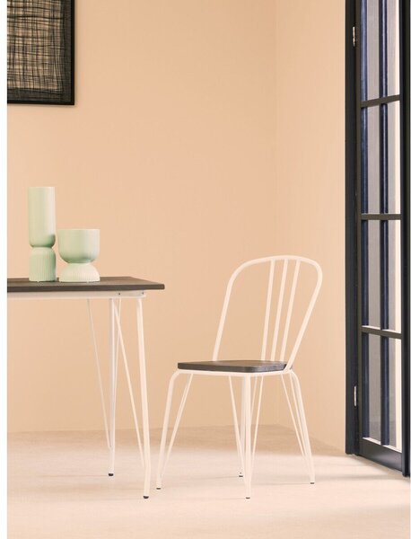Бял/в естествен цвят трапезен стол от масивен бряст District – Premier Housewares