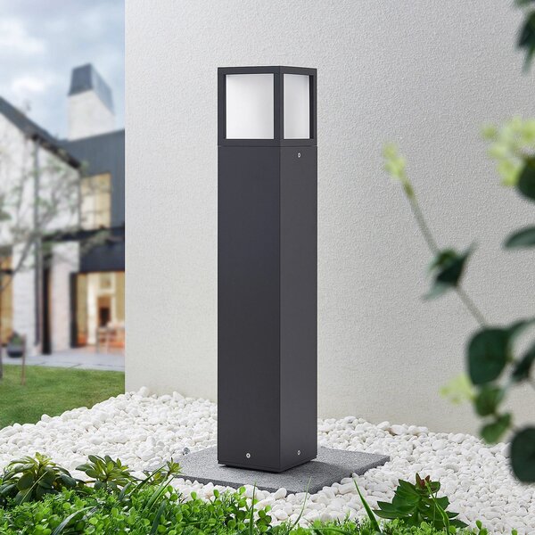 Lucande Луканде Dewari пътека светлина, E27, 65 cm, тъмно сиво, IP54, Затъмняване, Сив, Алуминий, Модерен