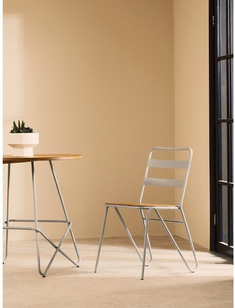 Сив/в естествен цвят трапезен стол от масивен бряст District – Premier Housewares