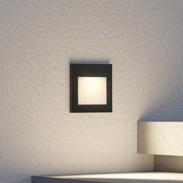 Arcchio LED стенна лампа за вграждане Zamo, черна, 11 cm, IP65, Затъмняване, Черен, Коридор, Метал, Модерен