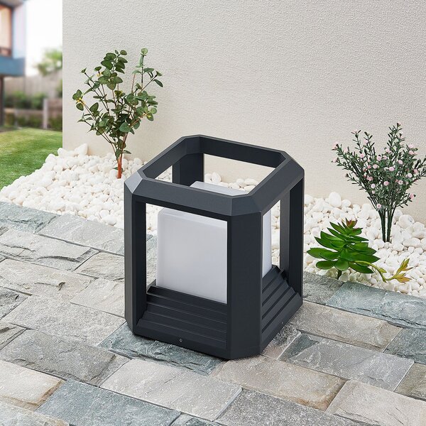 Lucande LED лампа за пиедестал Serenella, антрацит, метал, 27cm, Черен, Метал, Модерен