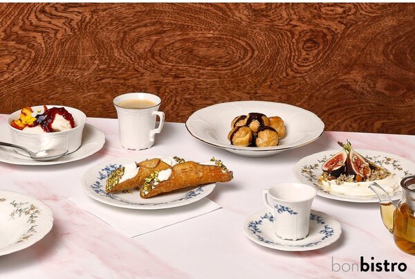 Бяла/синя порцеланова чинийка ø 12 cm Retro – BonBistro