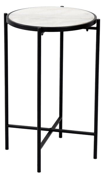 Помощна маса LUXERE черен метал-бял мрамор цвят d40x65.5см