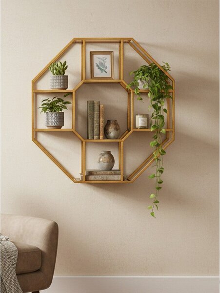 На няколко нива метален стенен рафт в естествен цвят 92 cm Zariah – Premier Housewares