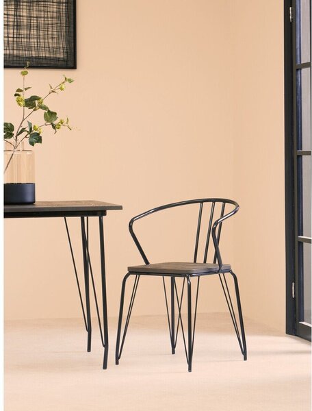 Черен/в естествен цвят трапезен стол от масивен бряст District – Premier Housewares