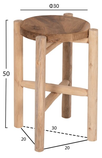 Странична маса HOVER естествен цвят Φ30x50см