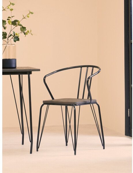 Черен/в естествен цвят трапезен стол от масивен бряст District – Premier Housewares