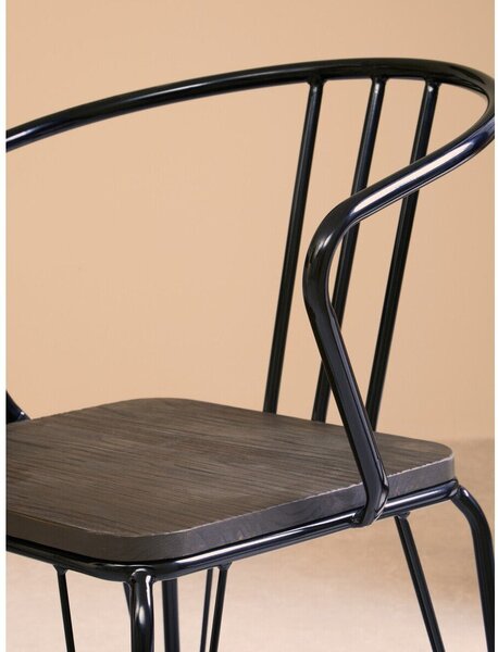 Черен/в естествен цвят трапезен стол от масивен бряст District – Premier Housewares