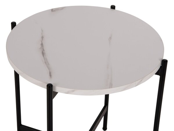 Странична маса MARBLE цвят бял -черен Φ50x55см