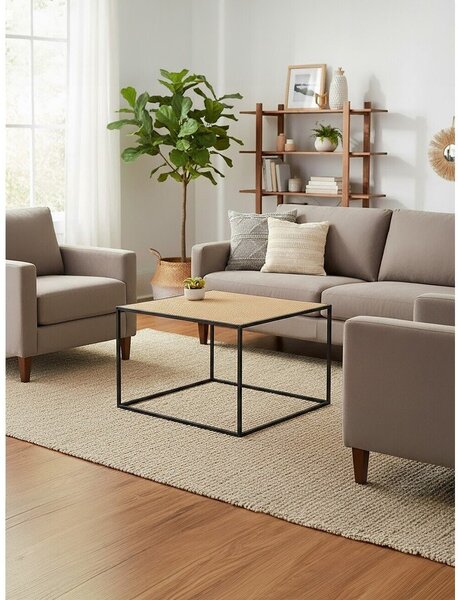 Ратанова масичка за кафе в естествен цвят 60x60 cm Depok – Premier Housewares