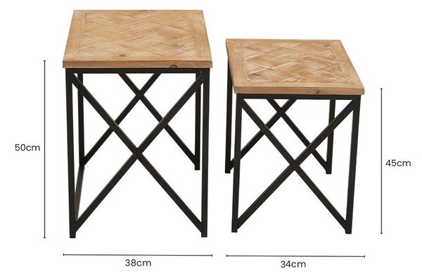 Странични масички в комплект 2 бр. от масивна ела 38x51 cm Kickford – Premier Housewares