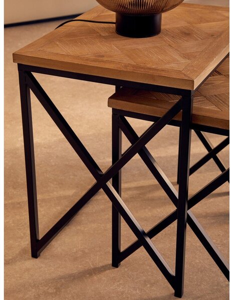 Странични масички в комплект 2 бр. от масивна ела 38x51 cm Kickford – Premier Housewares