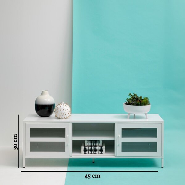 Бяла стоманена маса за телевизор 150x50x45 cm Acier – Premier Housewares