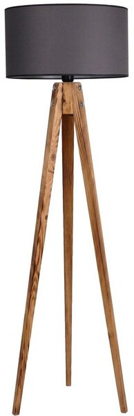 Тъмносива/в естествен цвят подова лампа с текстилен абажур (височина 153 cm) Tripod – Opviq lights