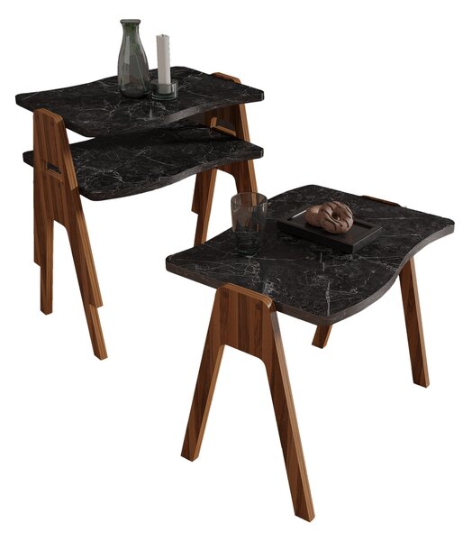 Комплект странични маси 3 бр ESSENT орех-черен цвят 45x35x40см