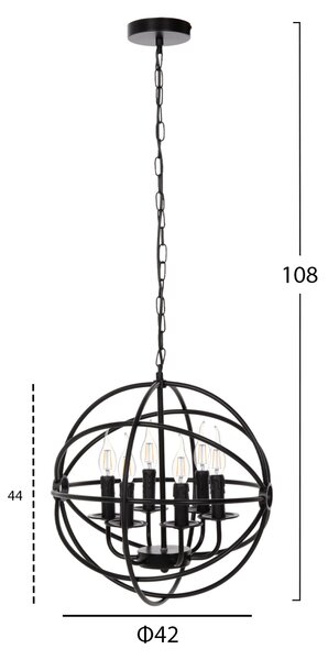 Таванна лампа 4127 черен цвят Φ42x108см