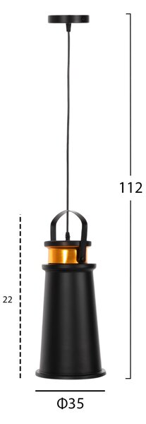 Таванна лампа 4140 черен-златист цвят Φ19x132Всм