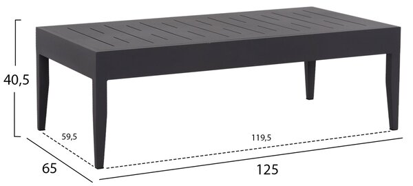 Комплект градински LARRY тъмно сив цвят/алуминий диван с 2 кресла и маса125x65x40,5