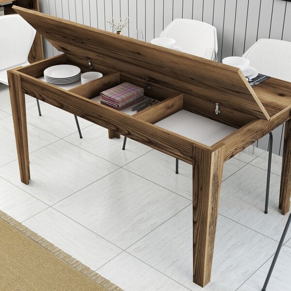 Трапезна маса STANDARD орех с място за съхранение 145x88x75см