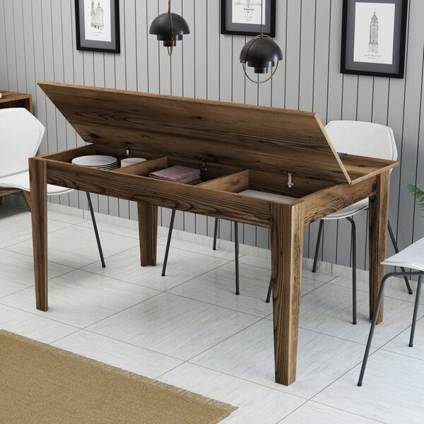 Трапезна маса STANDARD орех с място за съхранение 145x88x75см