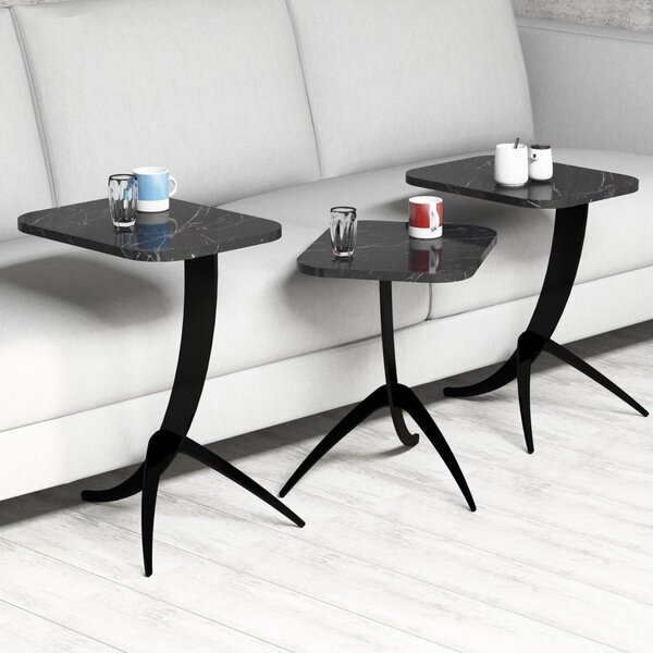 Помощни маси ZIGON 3 бр черен цвят 35x45x60см