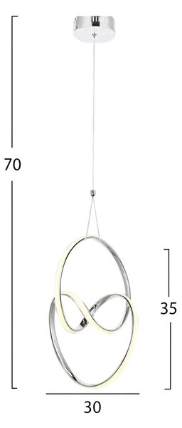 Таванна лампа Led цвят сребрист 30x30x70 см